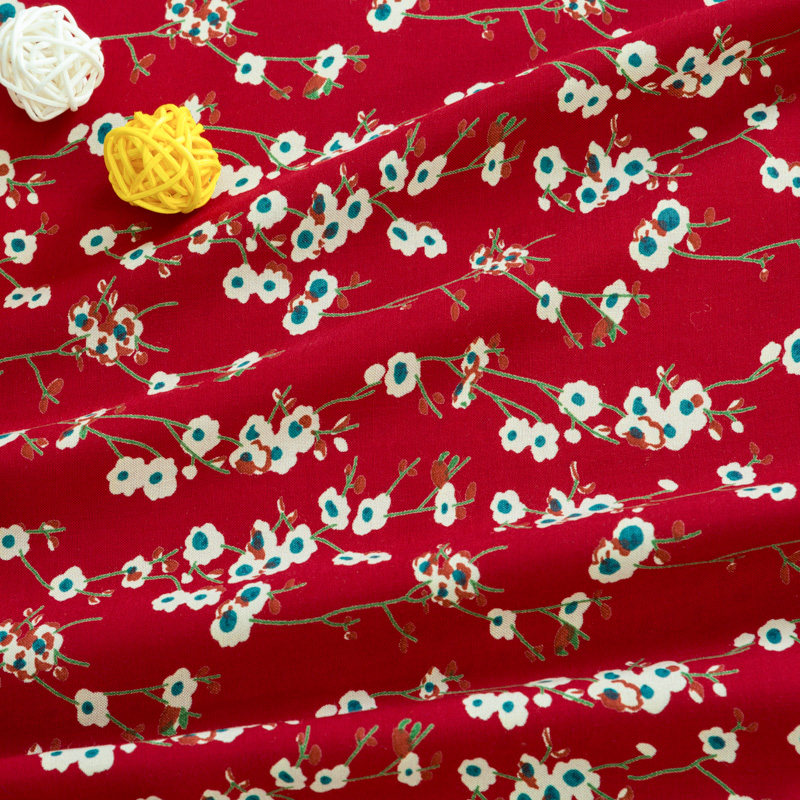 人造棉 夏季小碎花棉绸布料 雕印 棉绸绵绸 碎花连衣面料绵绸布头