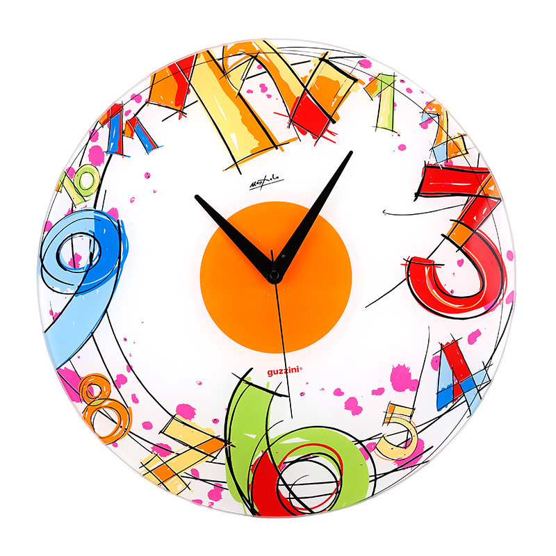 利快意大利guzzini进口彩色涂鸦钟表时钟客厅挂钟创意