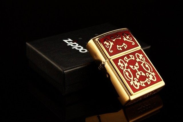 美国原装正品zippo打火机芝宝纯铜红色富贵花专柜zippo
