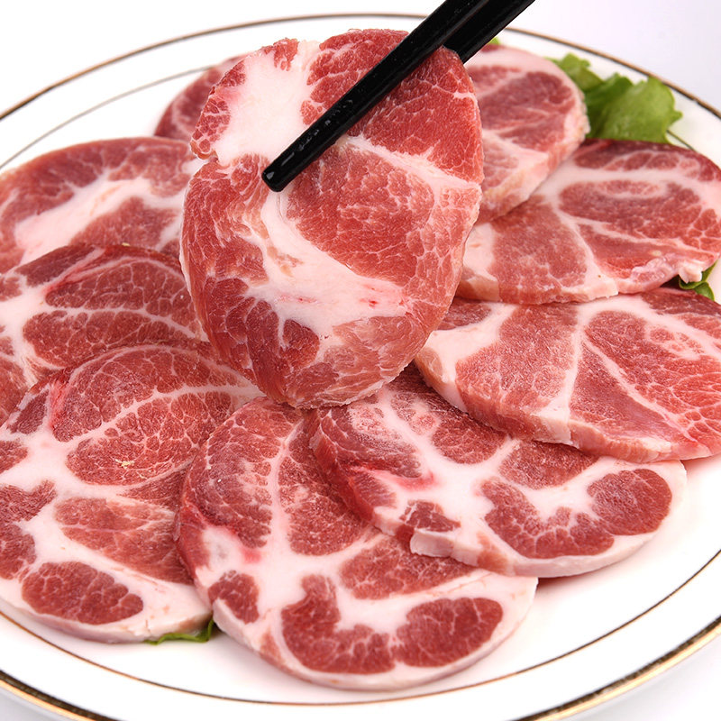 纯手作老肉片新鲜梅花眉毛真空重庆麻辣火锅生猪肉