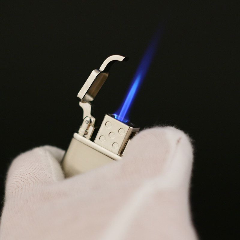 气体美高充气打火机金属直冲蓝火火苗创意开盖充气打火机
