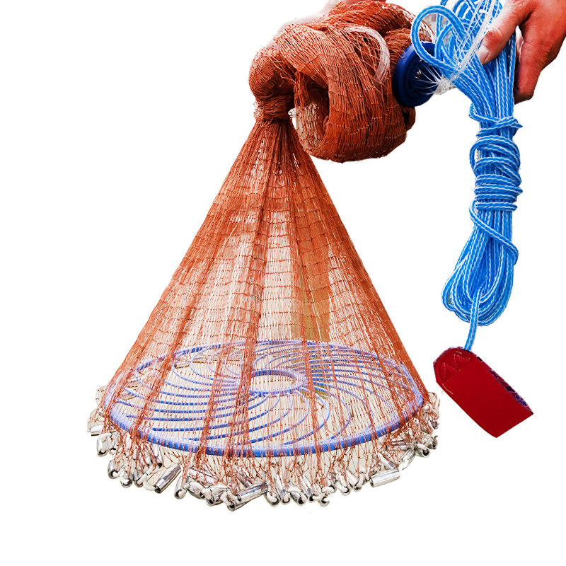 飞盘式手抛网鱼网撒网第四代美式易抛网渔网捕鱼网易抛撒自动工具