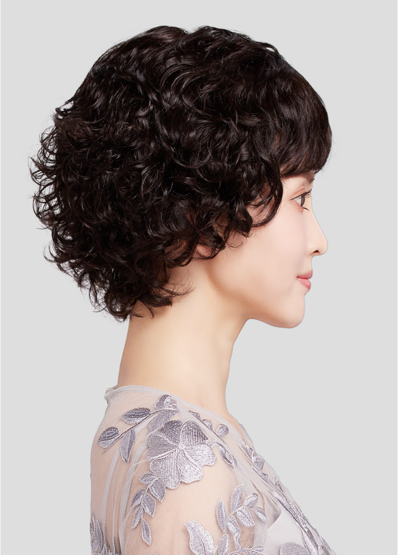 中老年长卷发丝真人长发短长妈妈卷发短发发套日常整顶假发