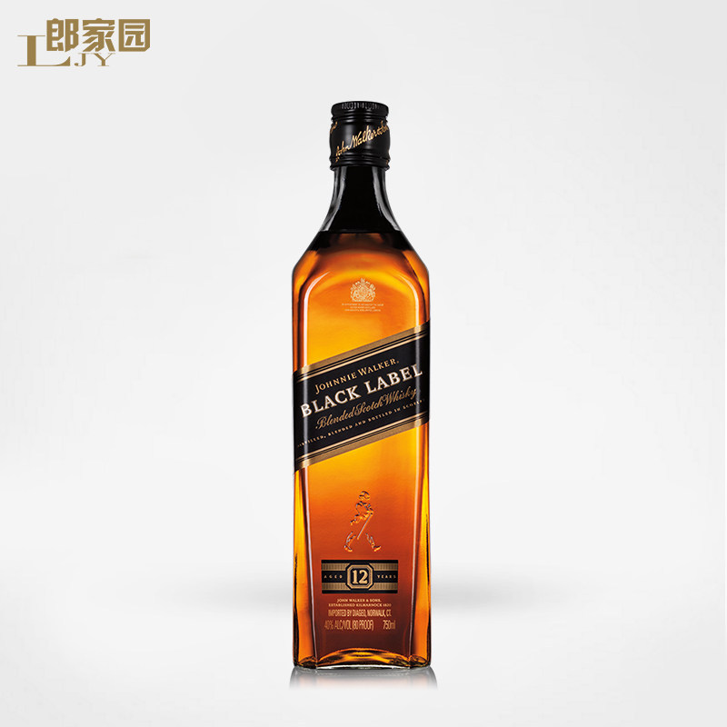家园洋酒尊尼获加黑方12年苏格兰威士忌酒johnniewalker威士忌