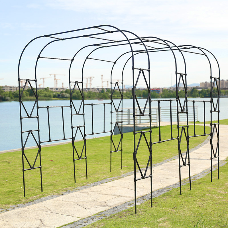 藤架月季拱门花架爬藤铁艺植物拱形钢管户外花架