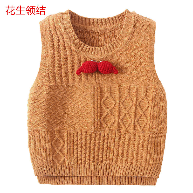 背心男童毛衣春秋童装儿童针织领结马甲小童毛衣
