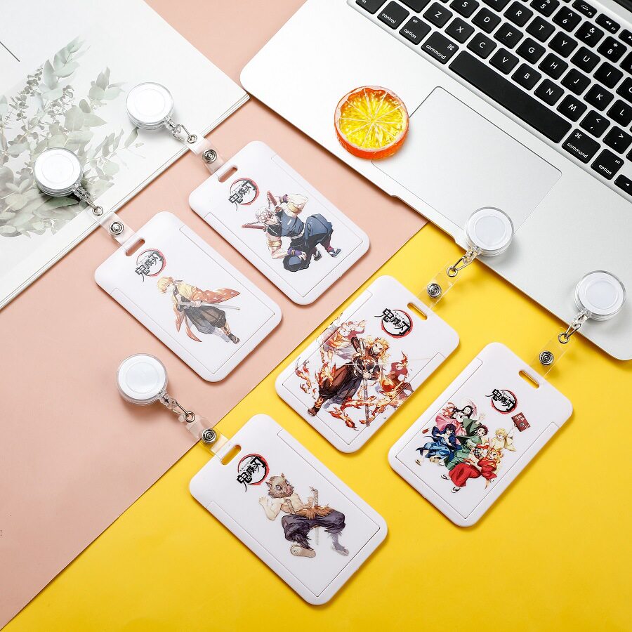 动漫周边鬼灭之刃新款伸缩卡套豆子蝴蝶忍拉绳卡套动漫挂件