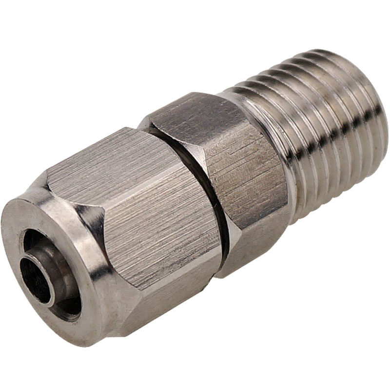 快拧直通气管接头不锈钢304美标npt螺纹气动尼龙四氟软管锁母接头