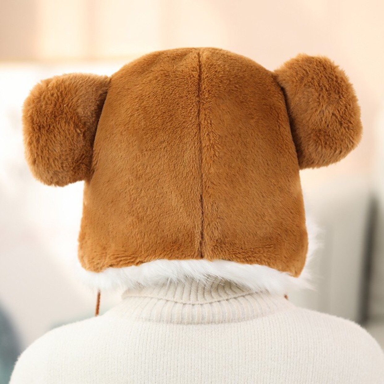 冬日耳朵绒帽毛绒帽护耳帽子保暖小熊雪莉爱萌帽子
