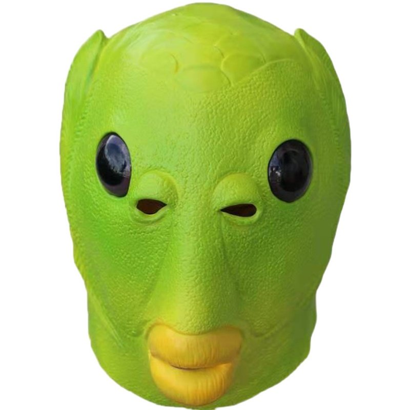 绿头头套抖音面具沙雕搞笑绿鱼人怪鱼面具