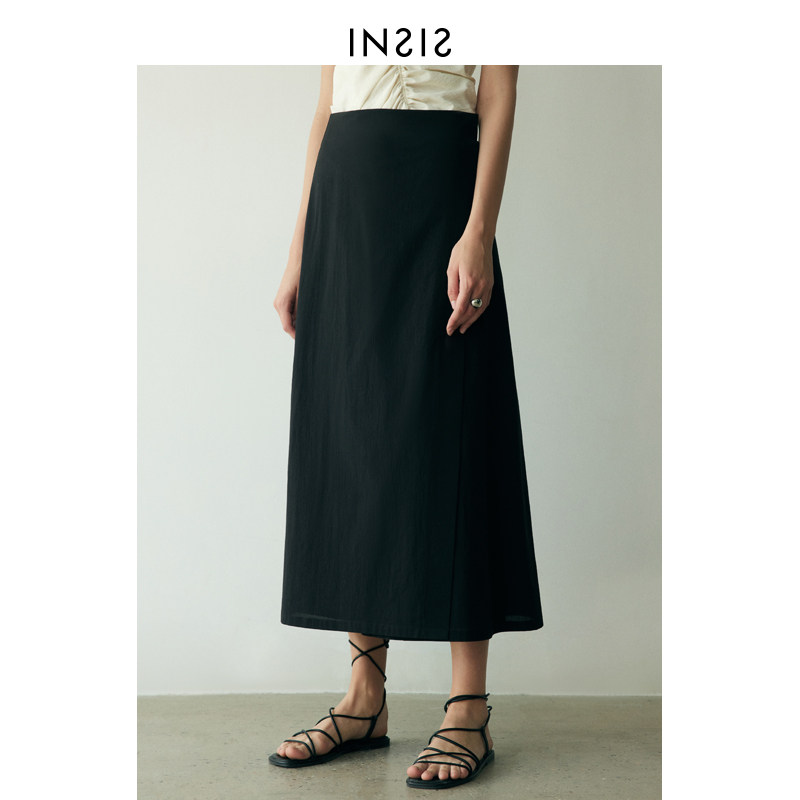 insisfemme围裹半裙女2022年夏季新款海棠花印花设计半身裙