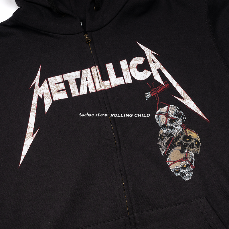 正版metallica乐队复古vintage重金属摇滚连帽衫卫官方卫衣