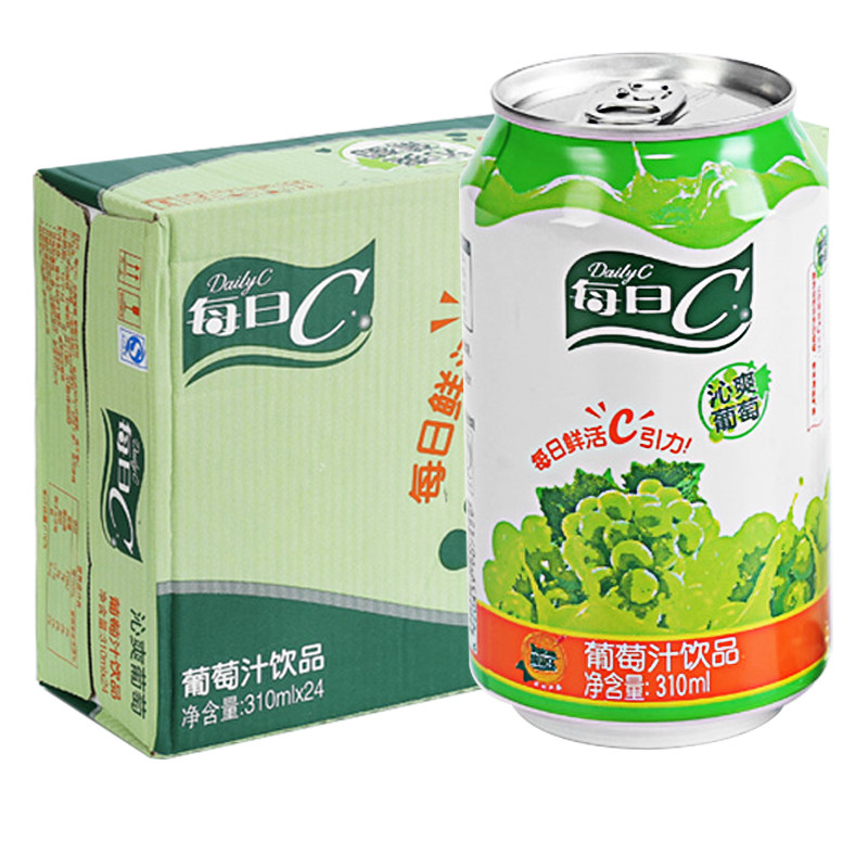 9月份康师傅果味果汁每日c水晶葡萄汁310ml 24罐整箱全国多省包邮