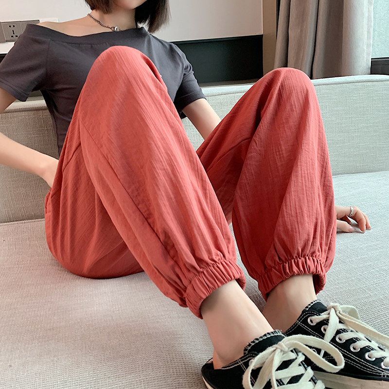 冰丝灯笼裤女夏季高腰宽松束脚百搭显瘦速干九分休闲哈伦运动裤子