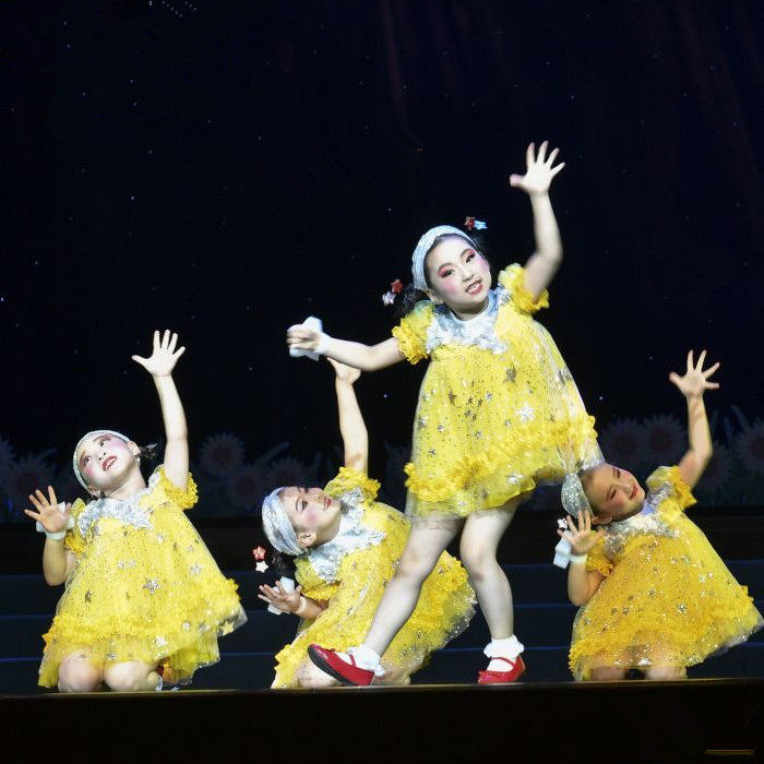 女童黄色我们都是小星星舞蹈演出服六一儿童蓬蓬儿童演出服