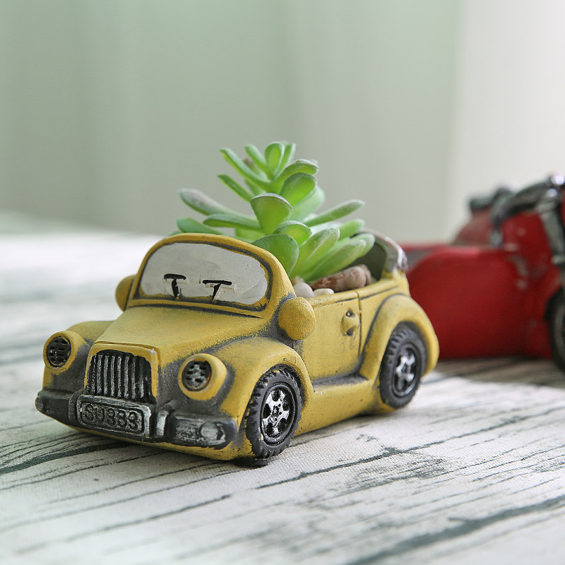 可爱小汽车肉肉植物中大口号口径多肉花盆非陶瓷批发特价清仓