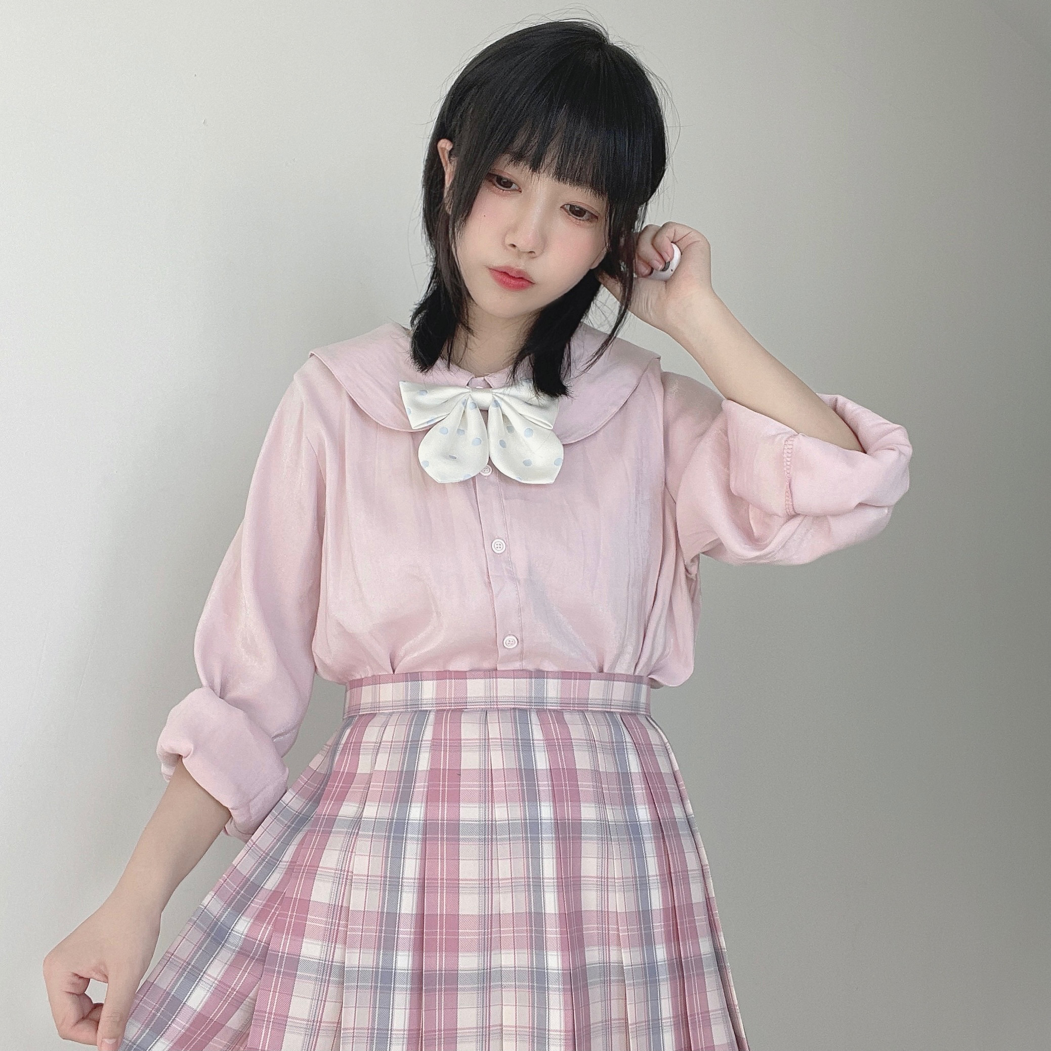 维德正统百褶裙粉格制服jk节日ved情人节情人半身裙