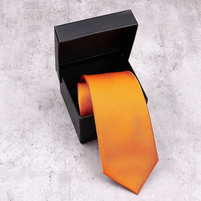 出口尖货色织真丝提花橙色领带男士商务务正领带