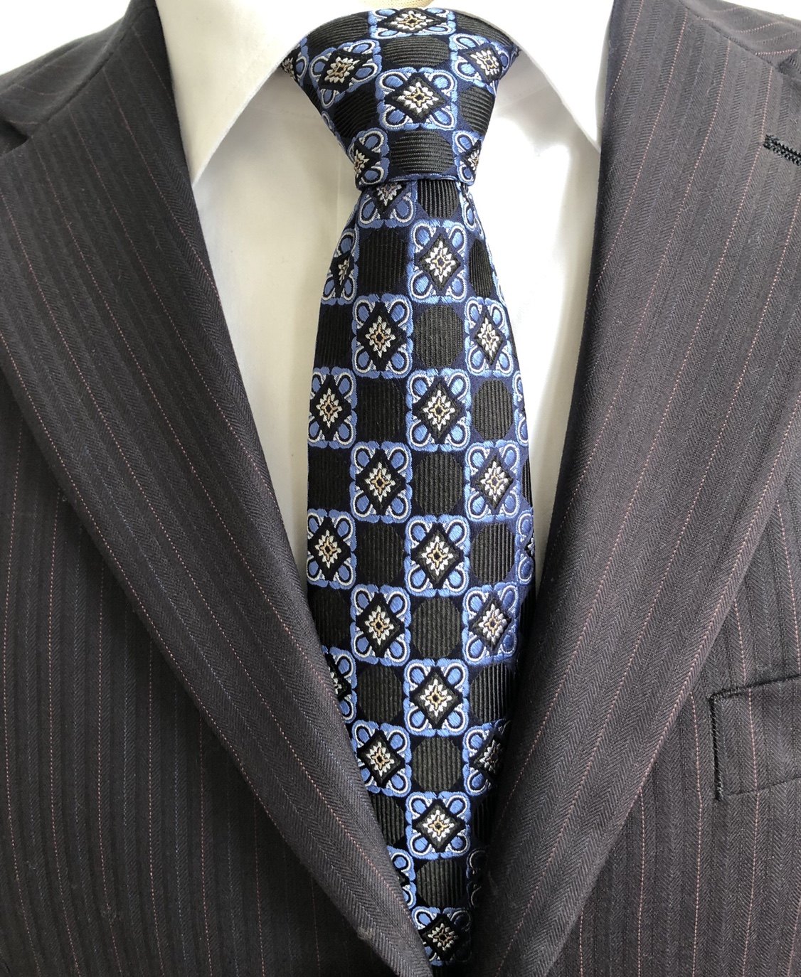 尖货蓝花刺绣蚕丝桑蚕领带务正欧美商务男士领带