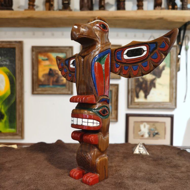 北美美国阿拉斯加印第安部落原住民手工雷鸟鸟图腾复古木雕