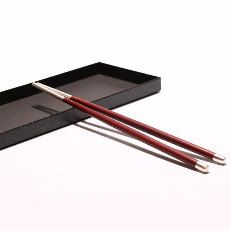 筷子漆陶紫檀家用包银复古古风实木防滑防霉筷子