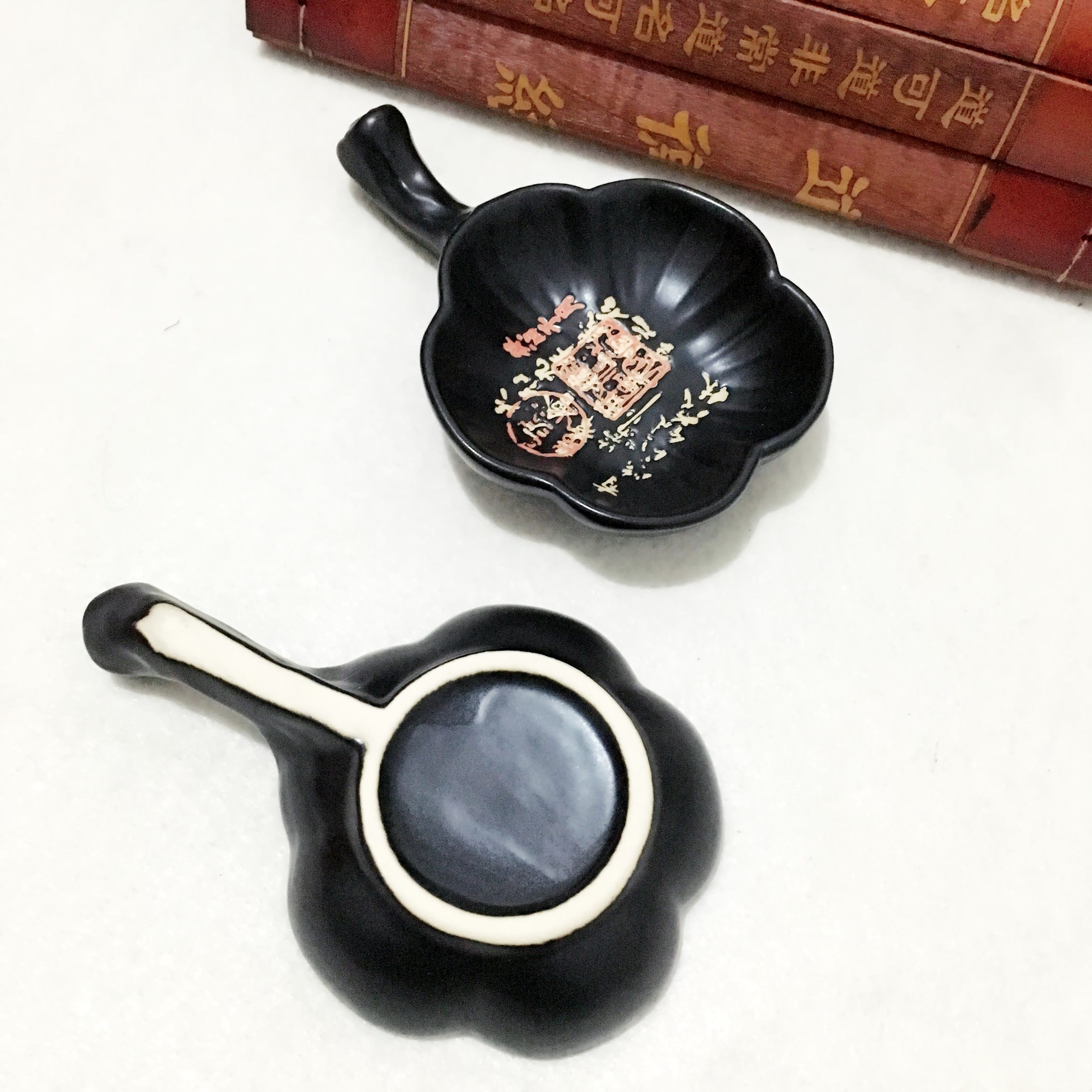 小墨碟陶瓷多功能砚台文房四宝毛笔笔搁墨汁汁水初学文房四宝