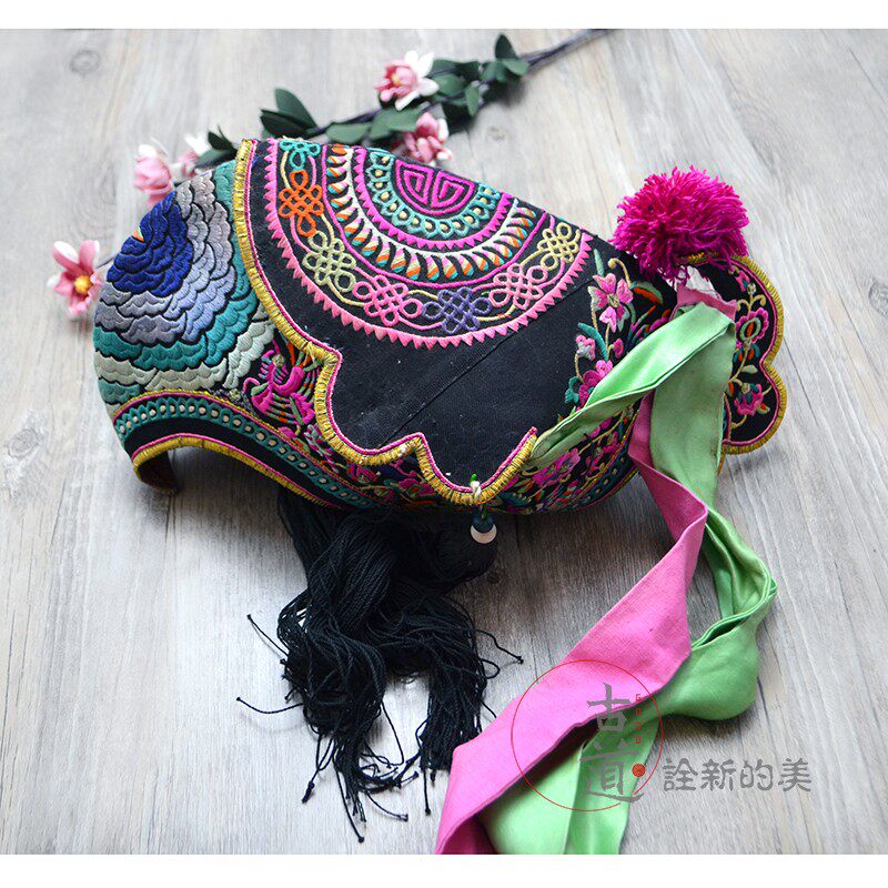 帽子民族风彝族绣花鸡冠手工刺绣原生态苗族个性帽子