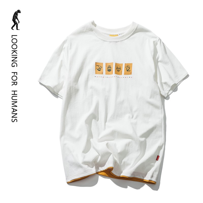 【寻找人类】皓首穷经 2022新潮简约宽松夏原宿风BF男假两件