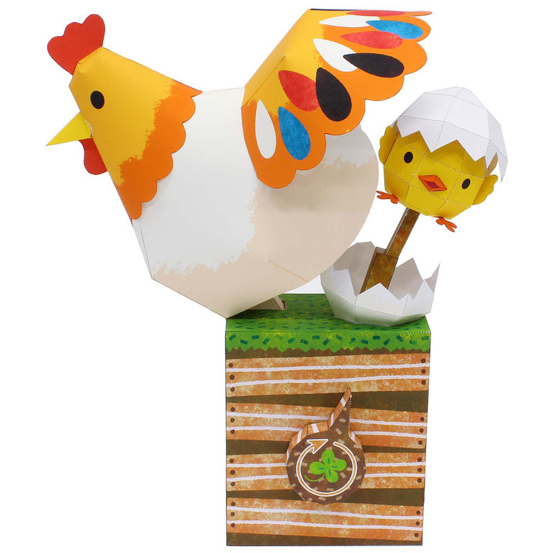 非鱼可动母鸡小鸡诞生3d立体模型diy益智玩具其他类型纸模