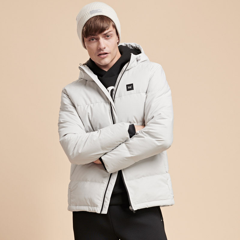 361男装冬季新款短款外套冬连帽开襟拉链衫保暖运动羽绒服男