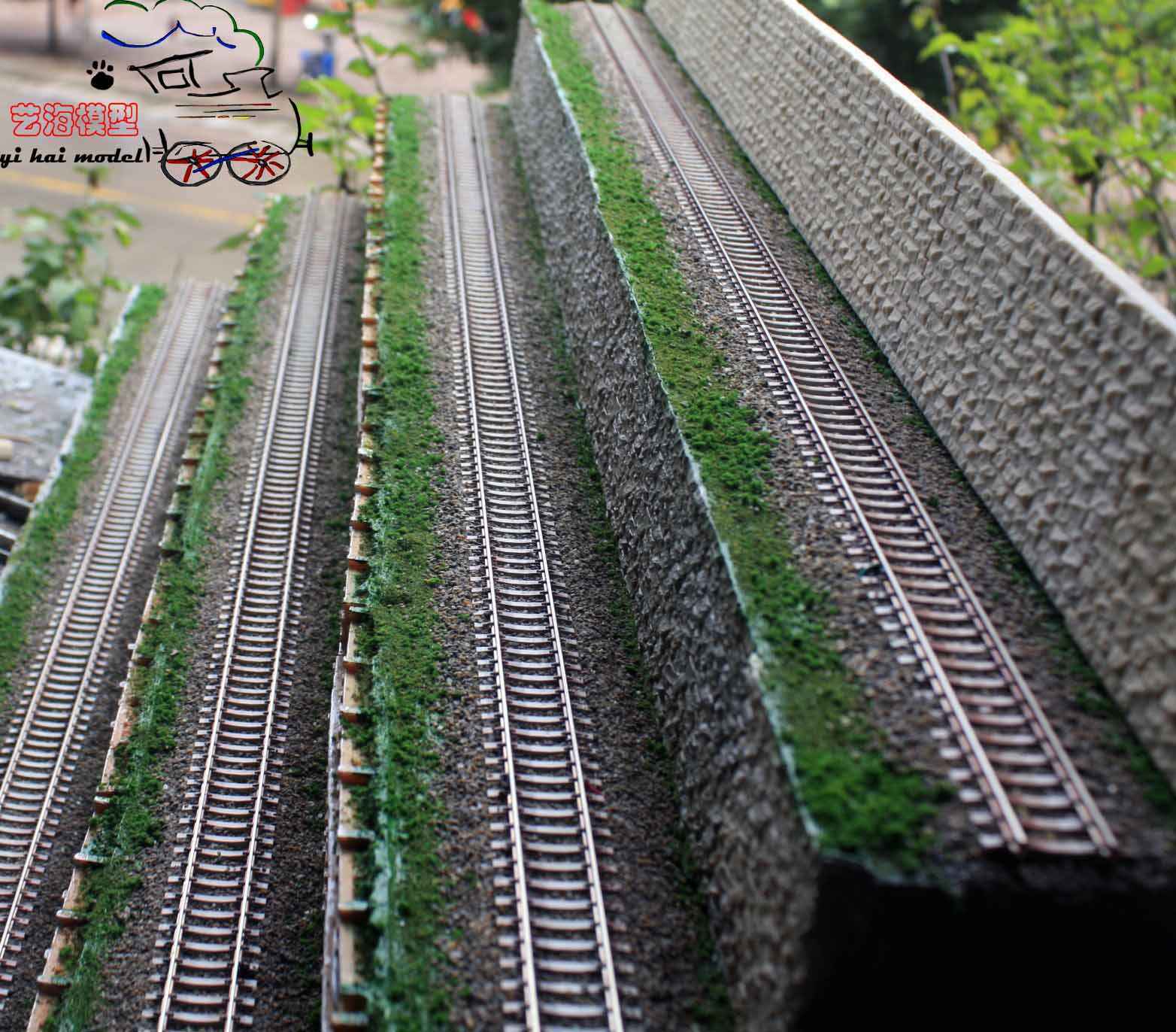 ho火车铁道模型微型沙盘车站铁路沙盘仿真模型火车轨道玩具场景