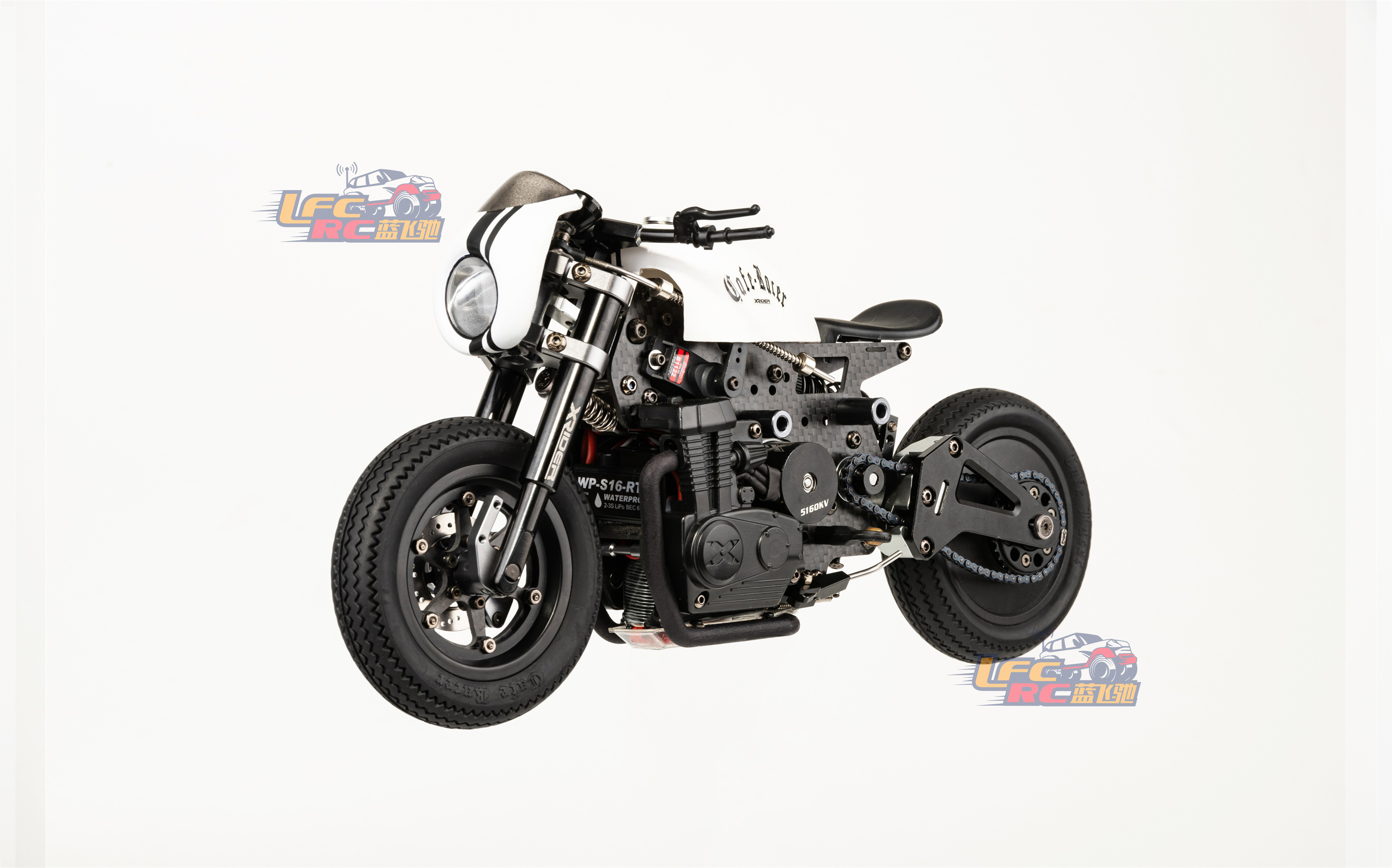 xrider咖啡骑士复古遥控rc摩托车caferacer皮带车模