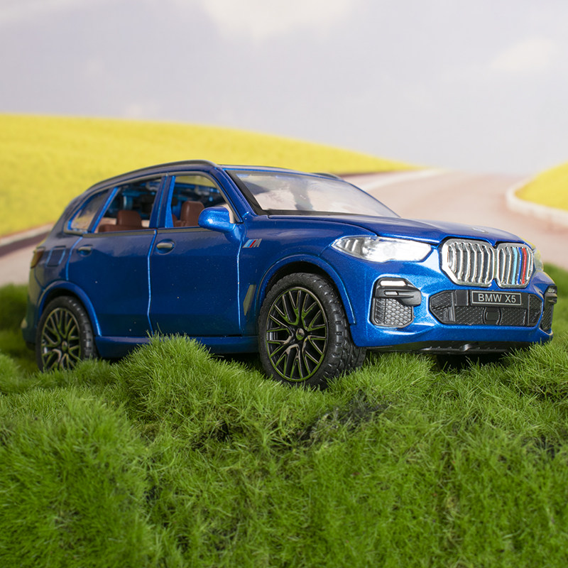 宝马x5合金模型汽车玩具车回力灯光开门车模