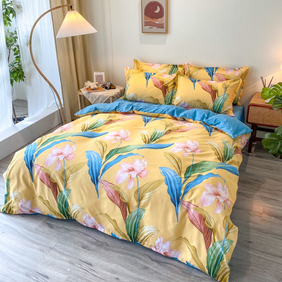 网红爆款植物羊绒棉四件套一米八两米通用活性印花柔软舒适亲肤感