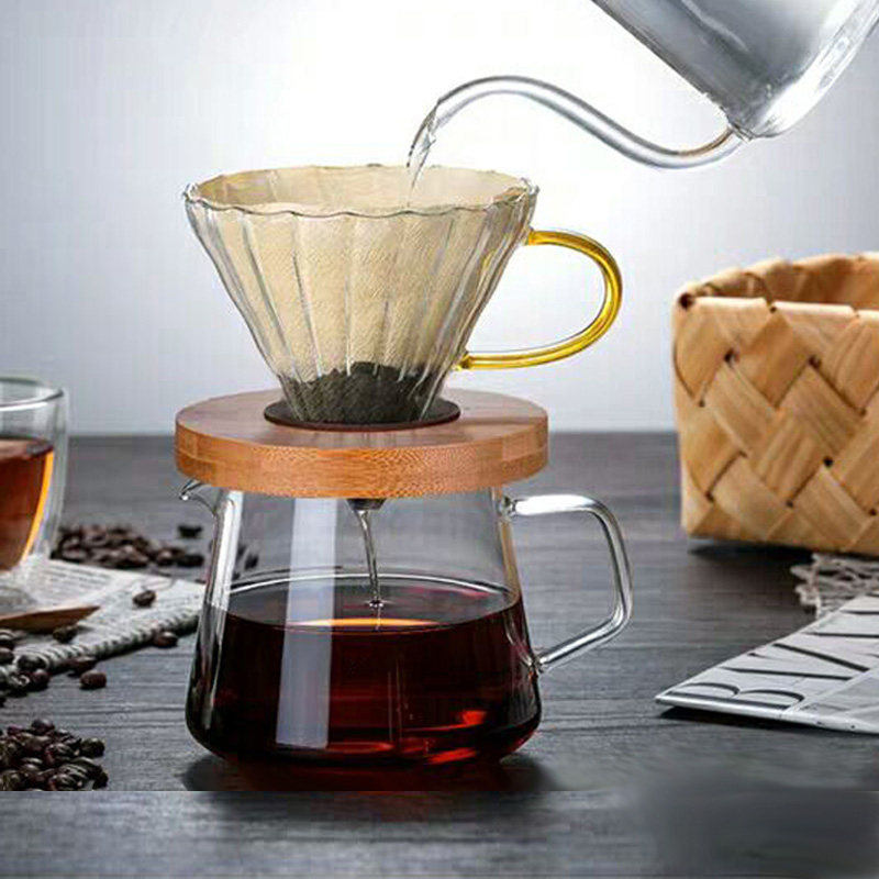 手冲咖啡壶套装过滤美式加厚玻璃煮咖啡滤杯v60滤杯分享壶滴滤壶