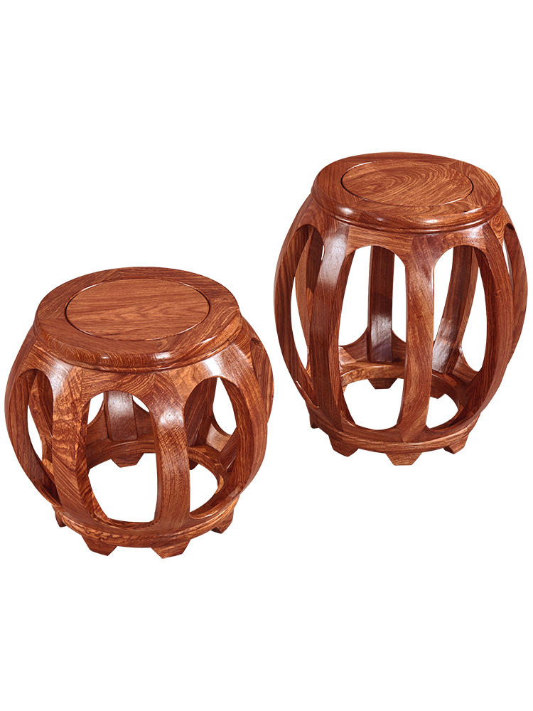 承宝轩红木木鼓实木家用客厅小圆中式圆凳换鞋矮凳