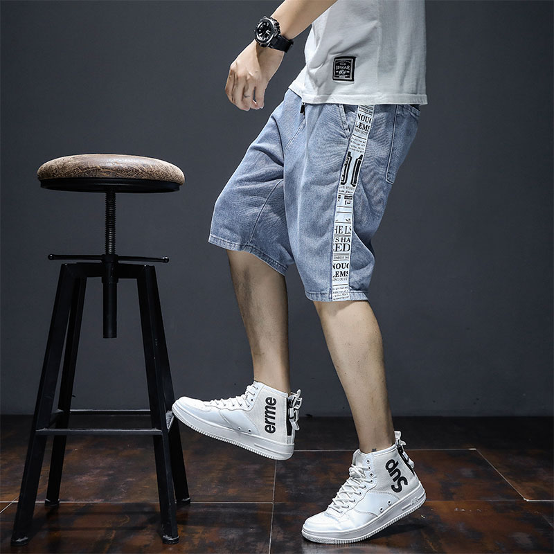 夏季薄款五分牛仔短裤男宽松直筒韩版潮流休闲潮牌浅色百搭5分裤