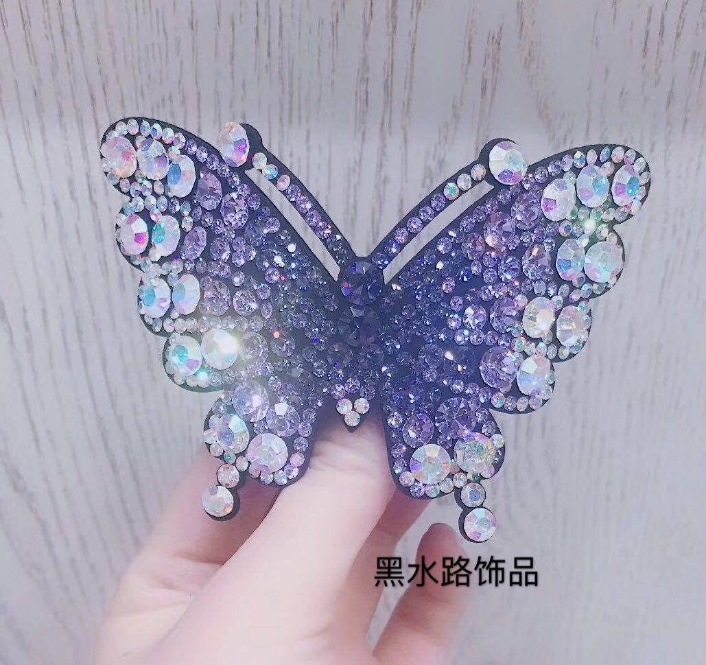 新款进口捷克蝴蝶结弹簧彩钻满钻发夹时尚潮流头饰发饰