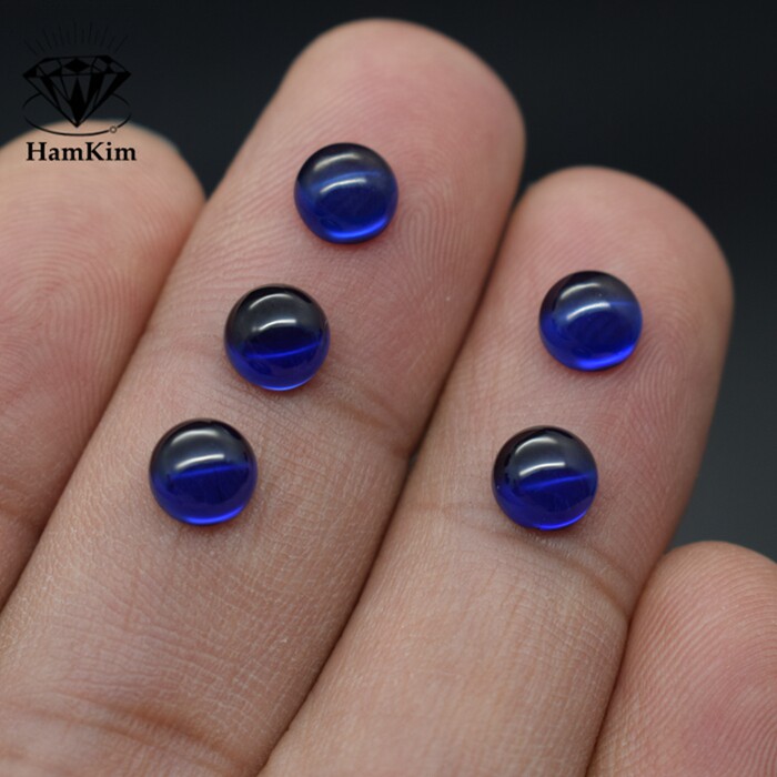 皇家蓝宝石圆形平底素面宝石裸石38mm戒指diy其他diy饰品配件