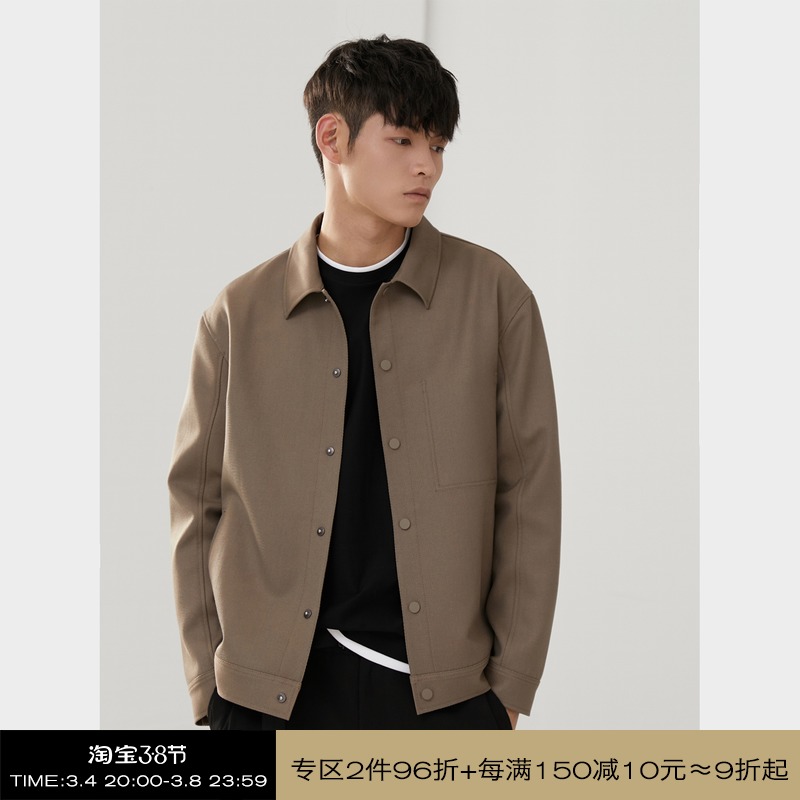 THESSNCE重磅火山岩蓄热挺括翻领短款抗皱休闲夹克外套男春秋
