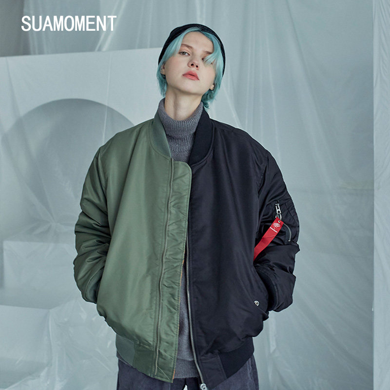 suamoment冬季血爪抓痕拼接ma1棉服外套加厚保暖棉衣