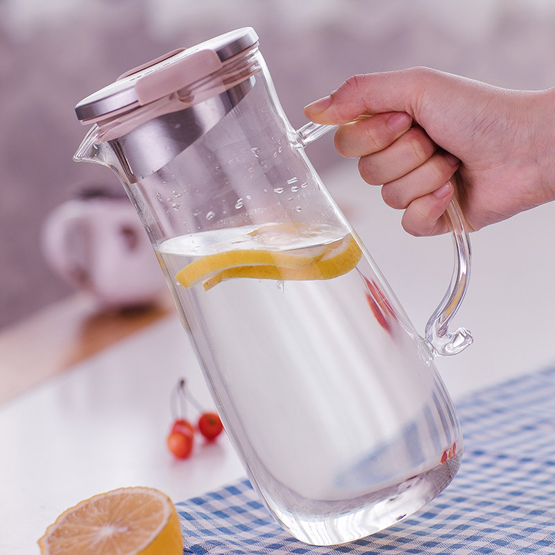居元素玻璃冷凉水杯套装大容量带把儿童耐热防爆家用冷凉水壶琉畅