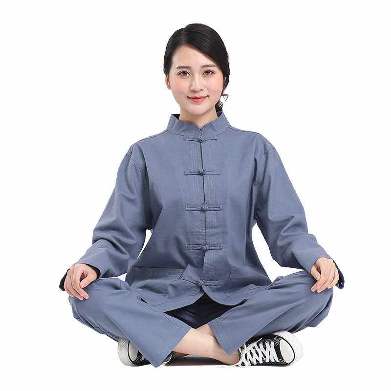 新棉麻海清居士服女春秋佛系寺院修行禅修服套装男太极服唐装中国