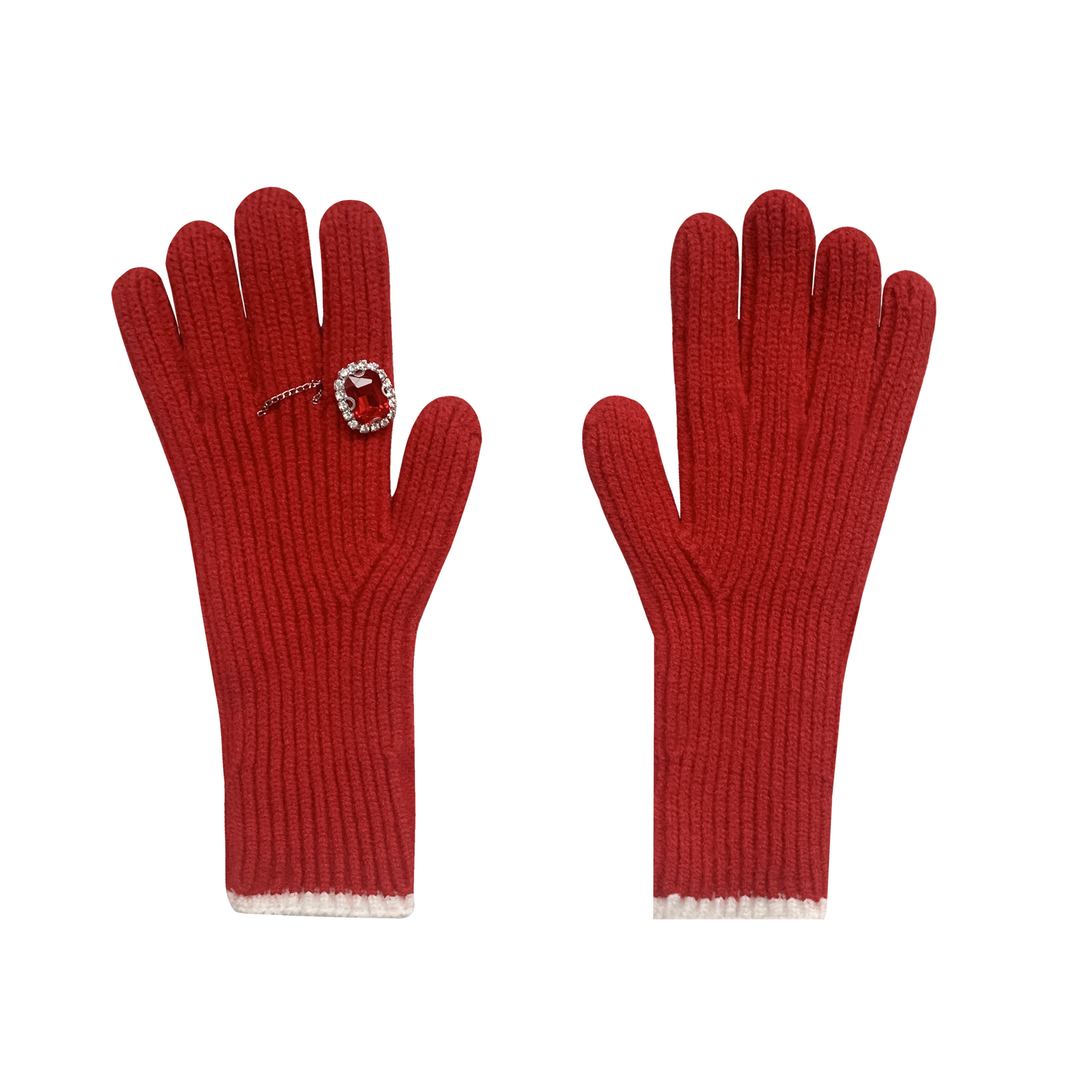 河岸家买手店设计师vgnz新年气质百搭针织钻石戒指手套2022新品