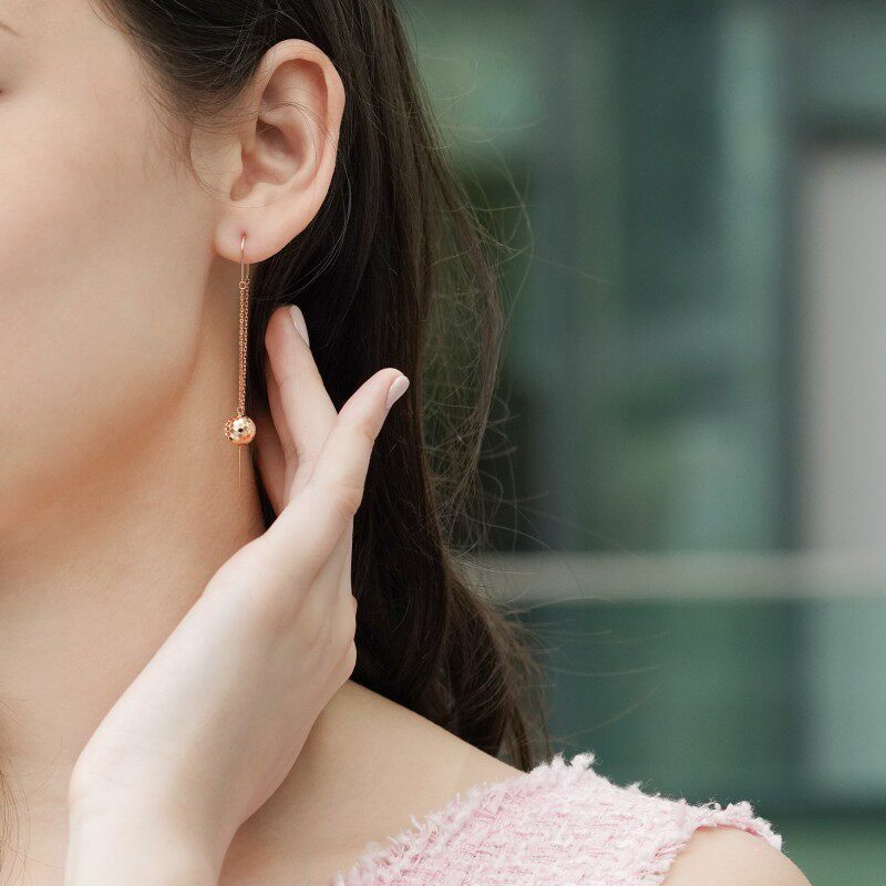 周生生18k玫瑰金薄荷薄荷系列圆珠耳线单边耳饰耳饰