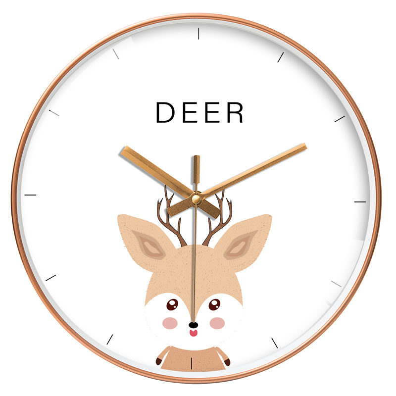 打孔动物挂钟儿童卡通可爱卧室钟表北欧客厅挂钟