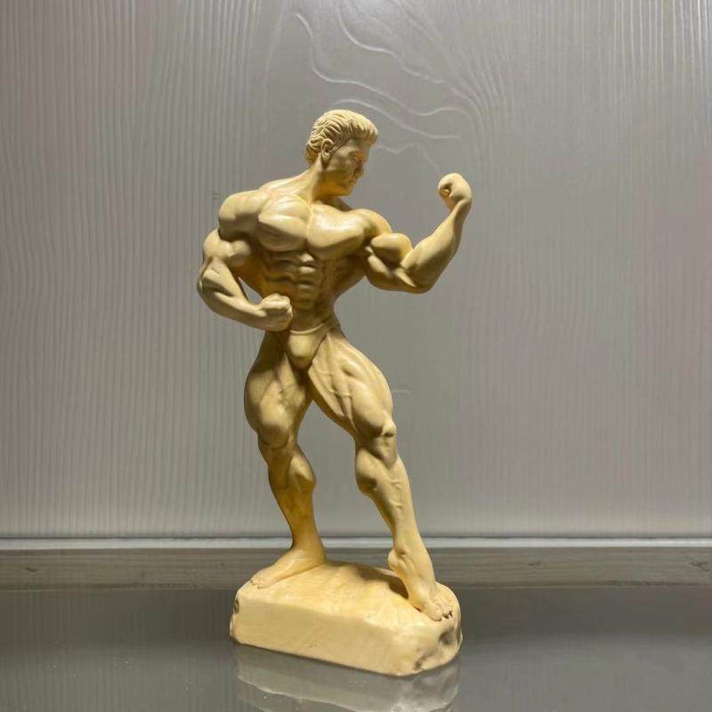 黄杨木雕猛男摆件创意大力肌肉巨臂美男子家居木雕