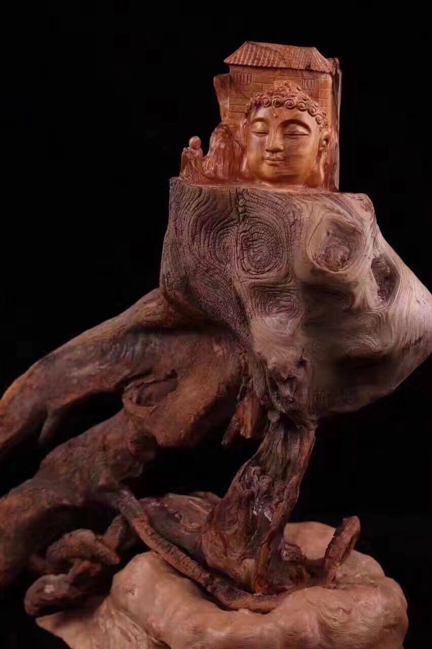 风化夹壁根崖柏佛海无边太行摆件佛主孤品无边佛海根雕