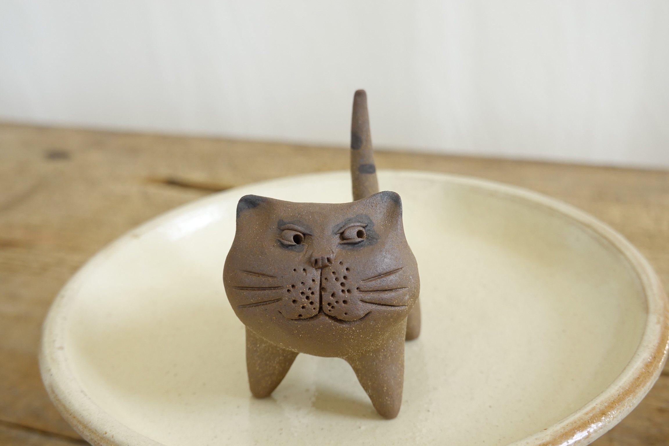 猫肥家润 丑萌系 喵咪茶宠 陶艺师手作茶宠摆件精品可养 手捏雕塑