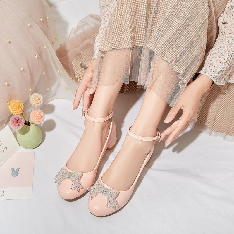 女童皮鞋四季儿童高跟鞋女孩粉色公主jk礼服单鞋皮鞋